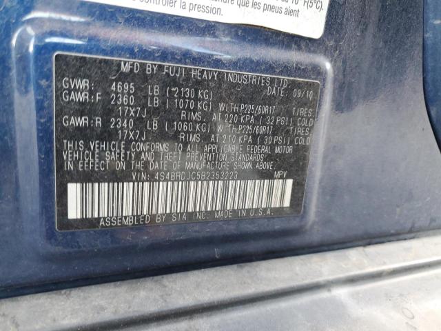 2011 SUBARU OUTBACK 3. - 4S4BRDJC5B2353223