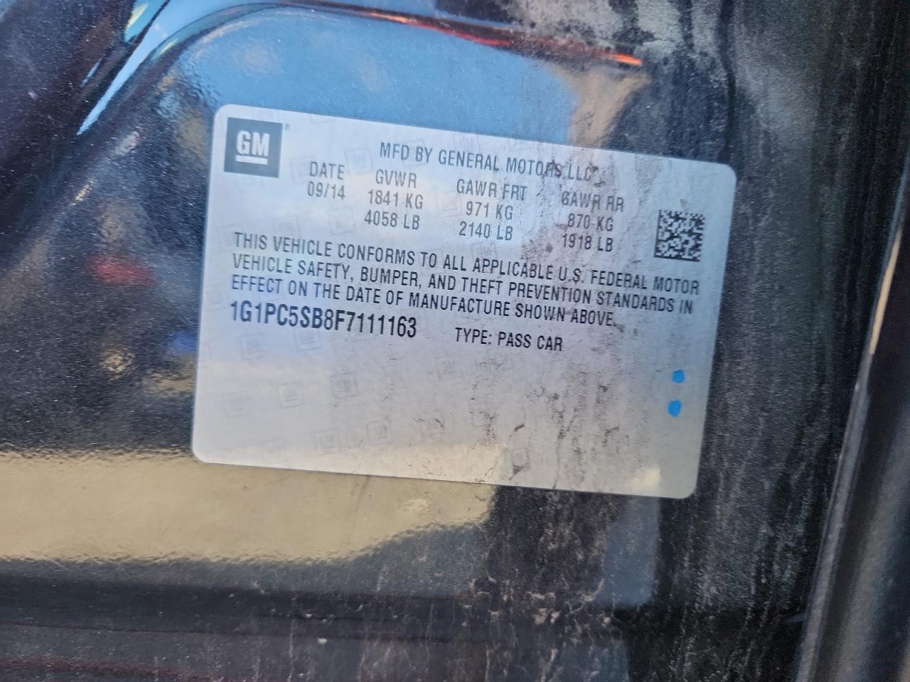 Lot #3302904886 2015 CHEVROLET CRUZE LT