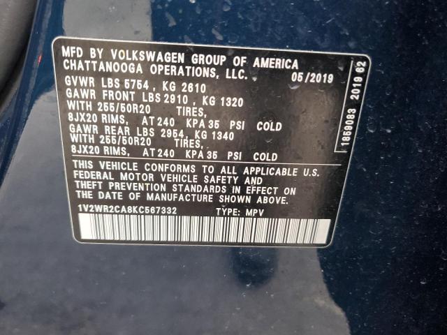 2019 VOLKSWAGEN ATLAS SE #3284611357