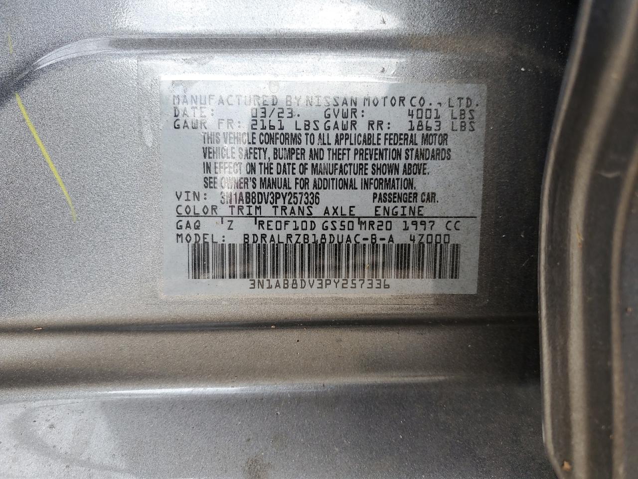 Lot #3311702234 2023 NISSAN SENTRA SR