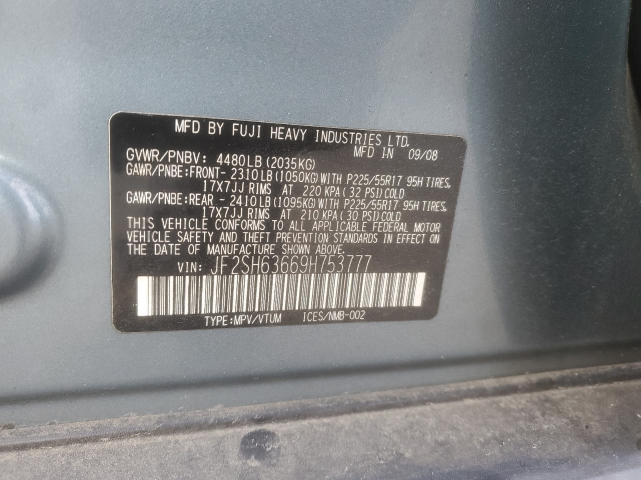 Lot #3311461238 2009 SUBARU FORESTER 2