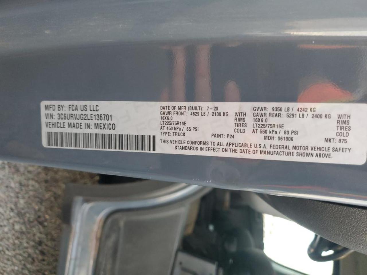 Lot #3311749729 2020 RAM PROMASTER