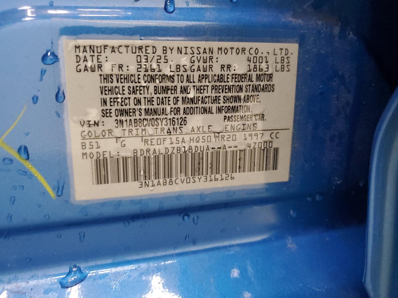 Lot #3310371009 2025 NISSAN SENTRA SV