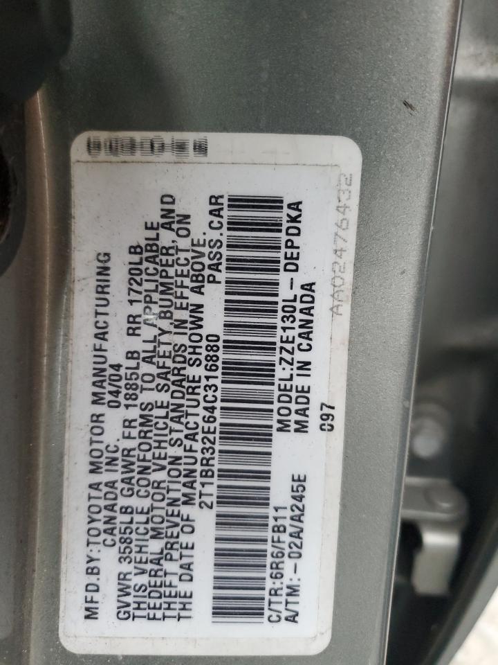 Lot #3292379302 2004 TOYOTA COROLLA CE