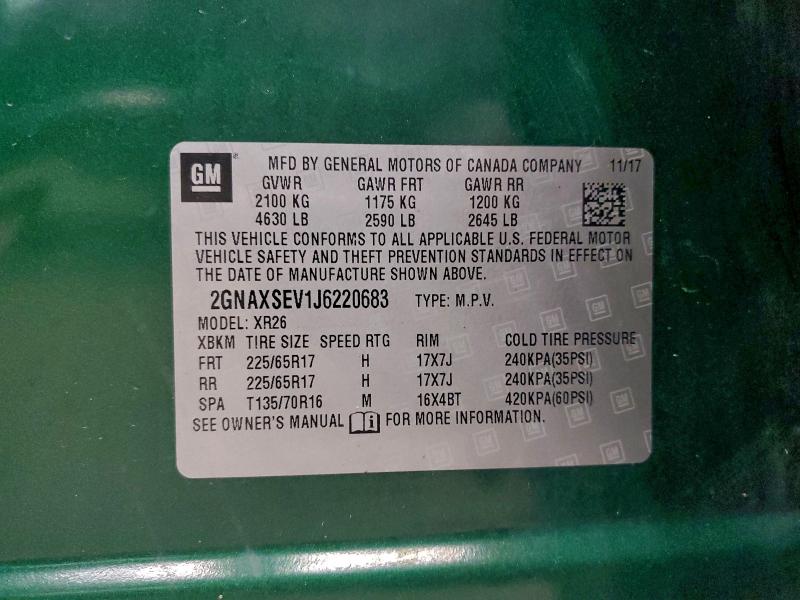 2018 CHEVROLET EQUINOX LT #3296355118