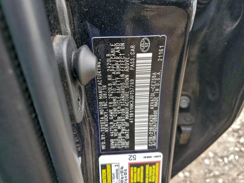 2018 TOYOTA CAMRY L #3296943837