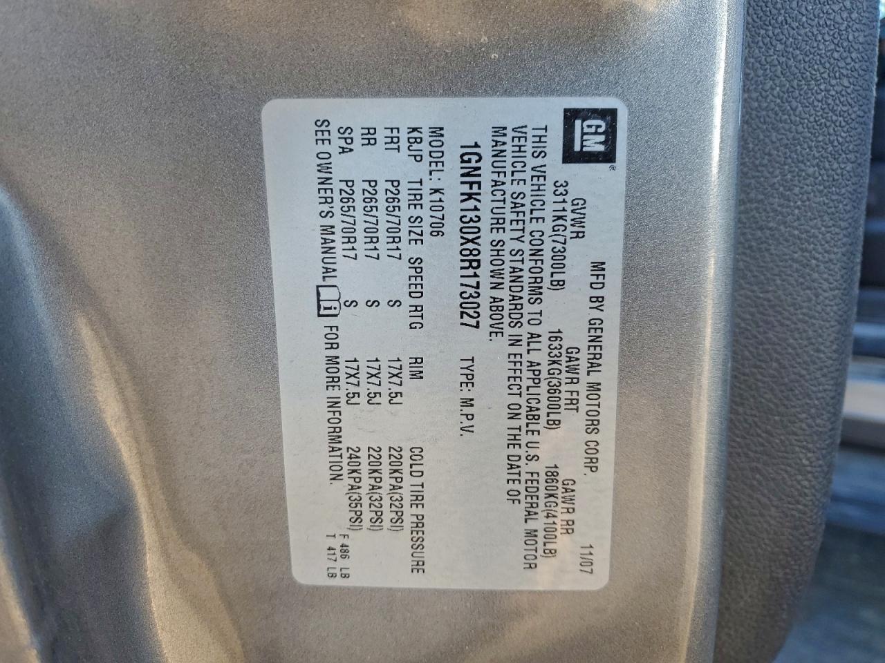 Lot #3298225033 2008 CHEVROLET TAHOE K150