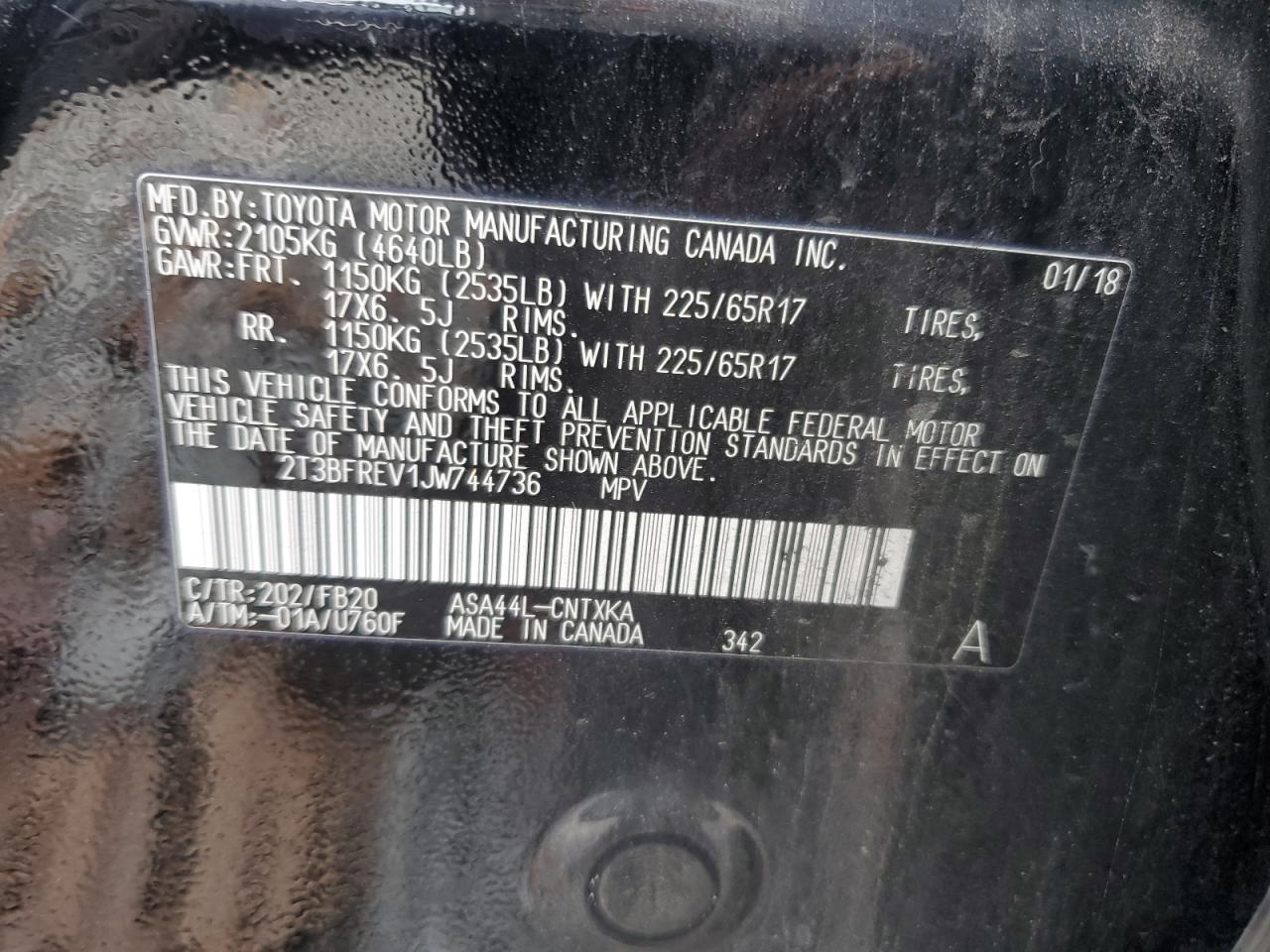 Lot #3316736404 2018 TOYOTA RAV4 LE