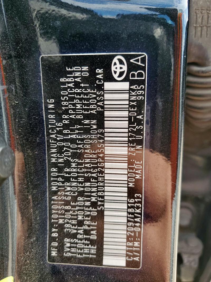 2016 TOYOTA COROLLA L #3312570165