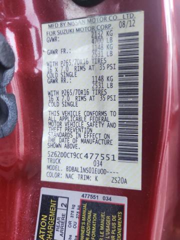 2012 SUZUKI EQUATOR BA - 5Z62D0CT9CC477551