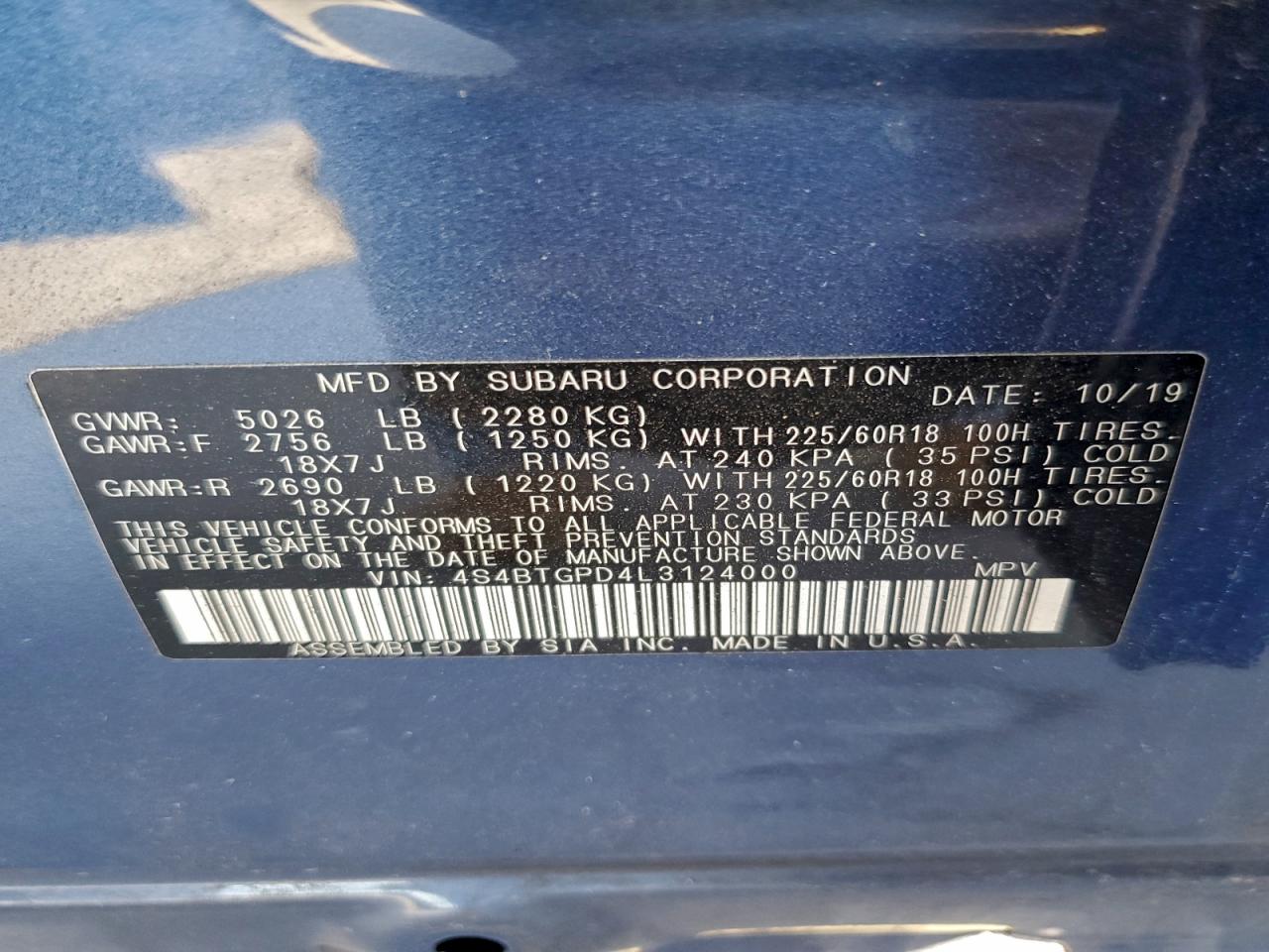 SUBARU OUTBACK TOURING LDL