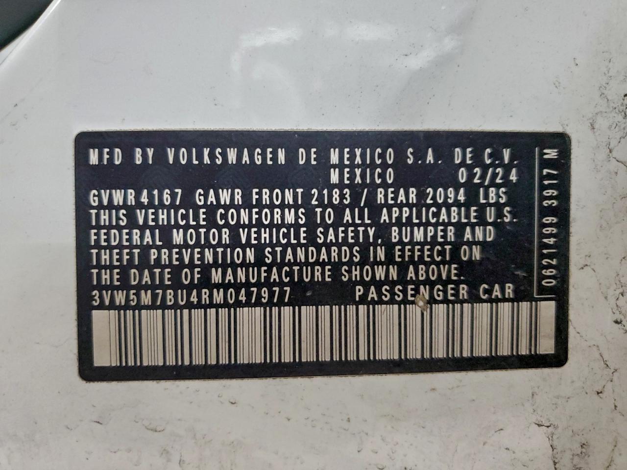 Lot #3304606453 2024 VOLKSWAGEN JETTA S