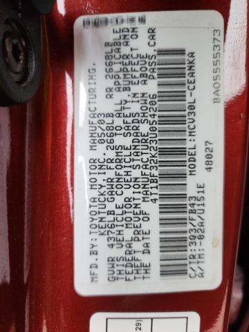 2003 TOYOTA CAMRY LE #3316181892