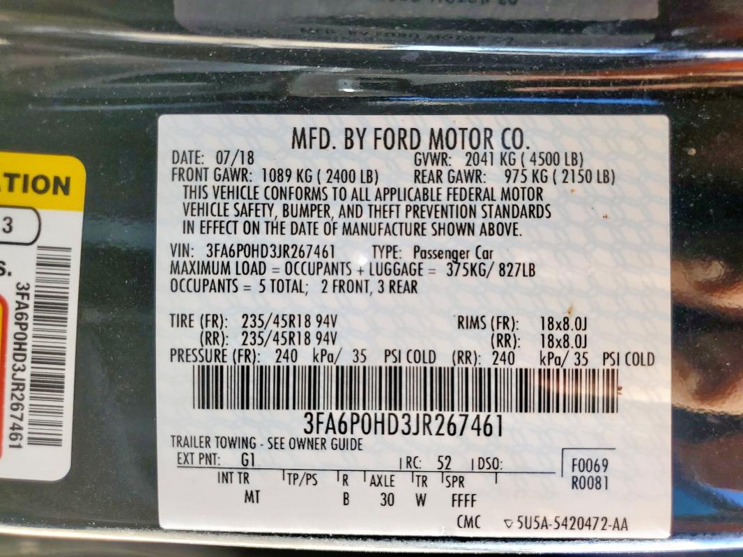 2018 FORD FUSION SE #3303046706