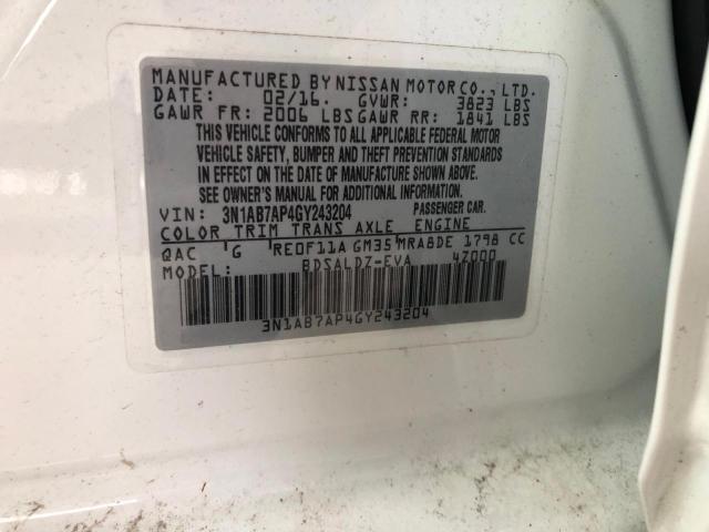 2016 NISSAN SENTRA S #3296932832