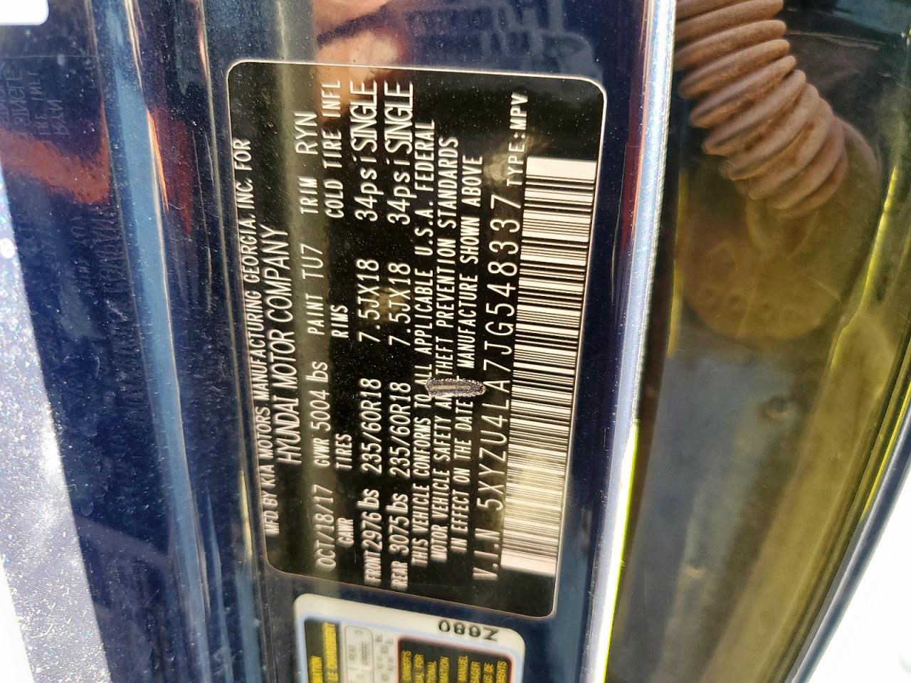 Lot #3302699105 2018 HYUNDAI SANTA FE S