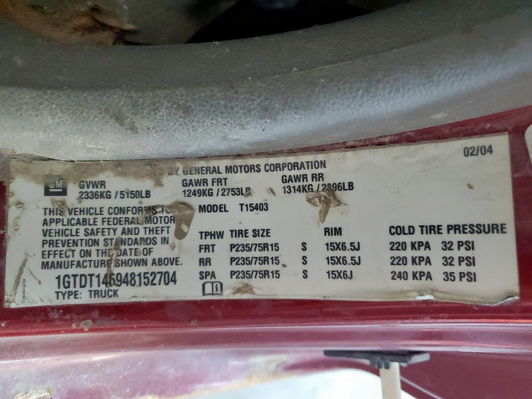 2004 GMC CANYON #3286517166