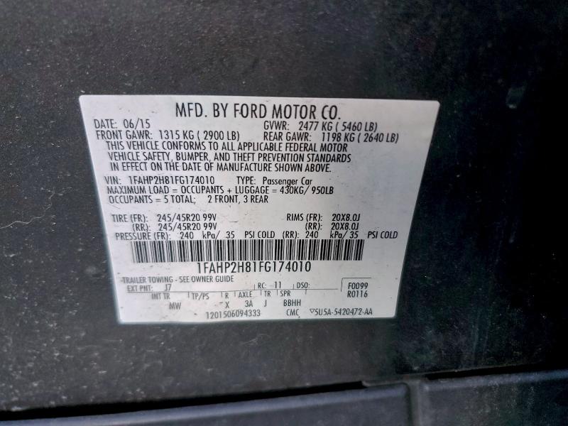 2015 FORD TAURUS SEL #3310480054