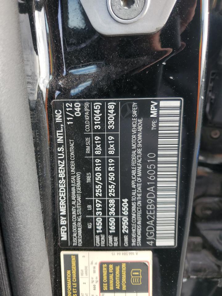 Lot #3309489561 2013 MERCEDES-BENZ ML 350 BLU