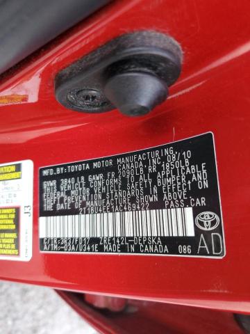 2010 TOYOTA COROLLA BA #3301893483