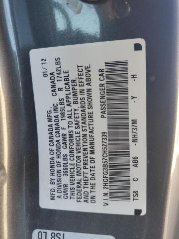 2012 HONDA CIVIC LX - 2HGFG3B57CH527339