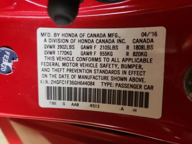 2016 HONDA CIVIC EX - 2HGFC1F36GH644084