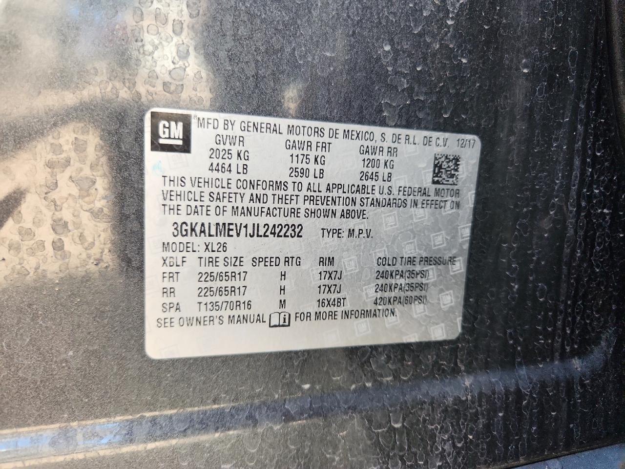 Lot #3303615927 2018 GMC TERRAIN SL