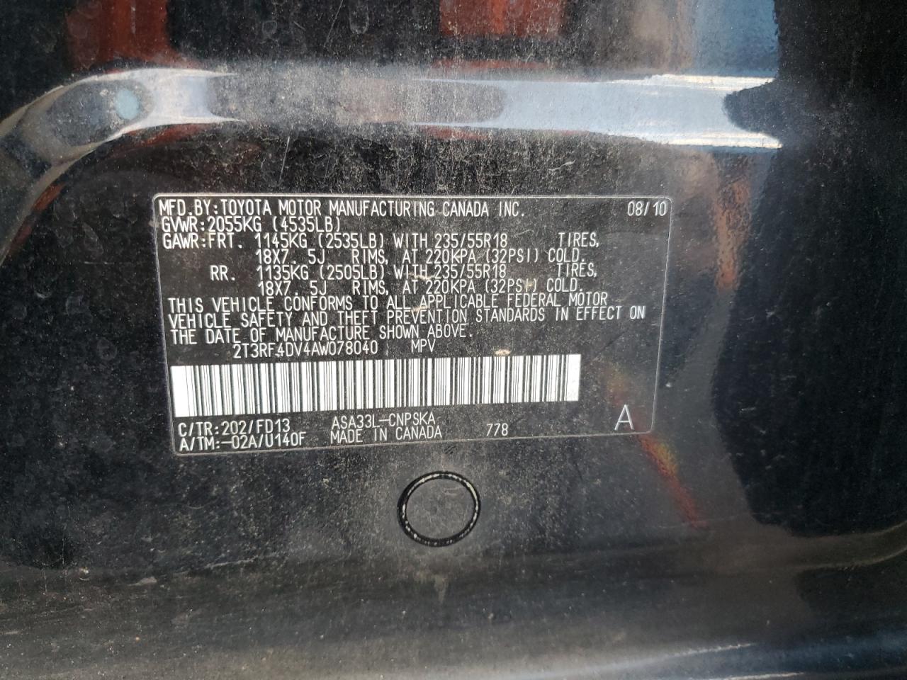 Lot #3301983474 2010 TOYOTA RAV4 SPORT