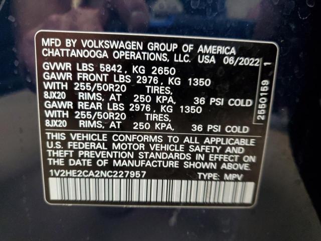 2022 VOLKSWAGEN ATLAS CROS 1V2HE2CA2NC227957