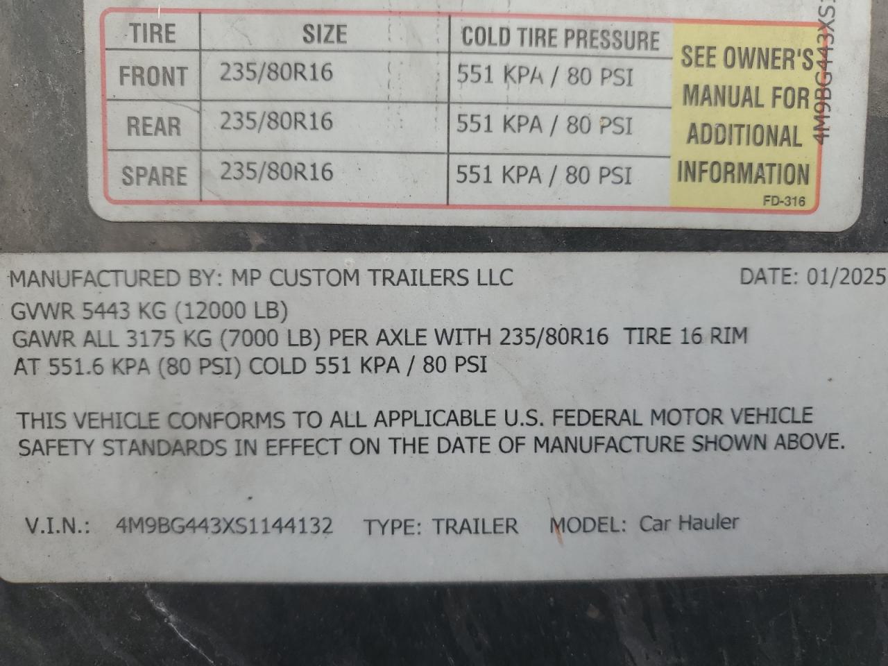 Lot #3281480994 2025 MP CUSTOM UNKNOWN