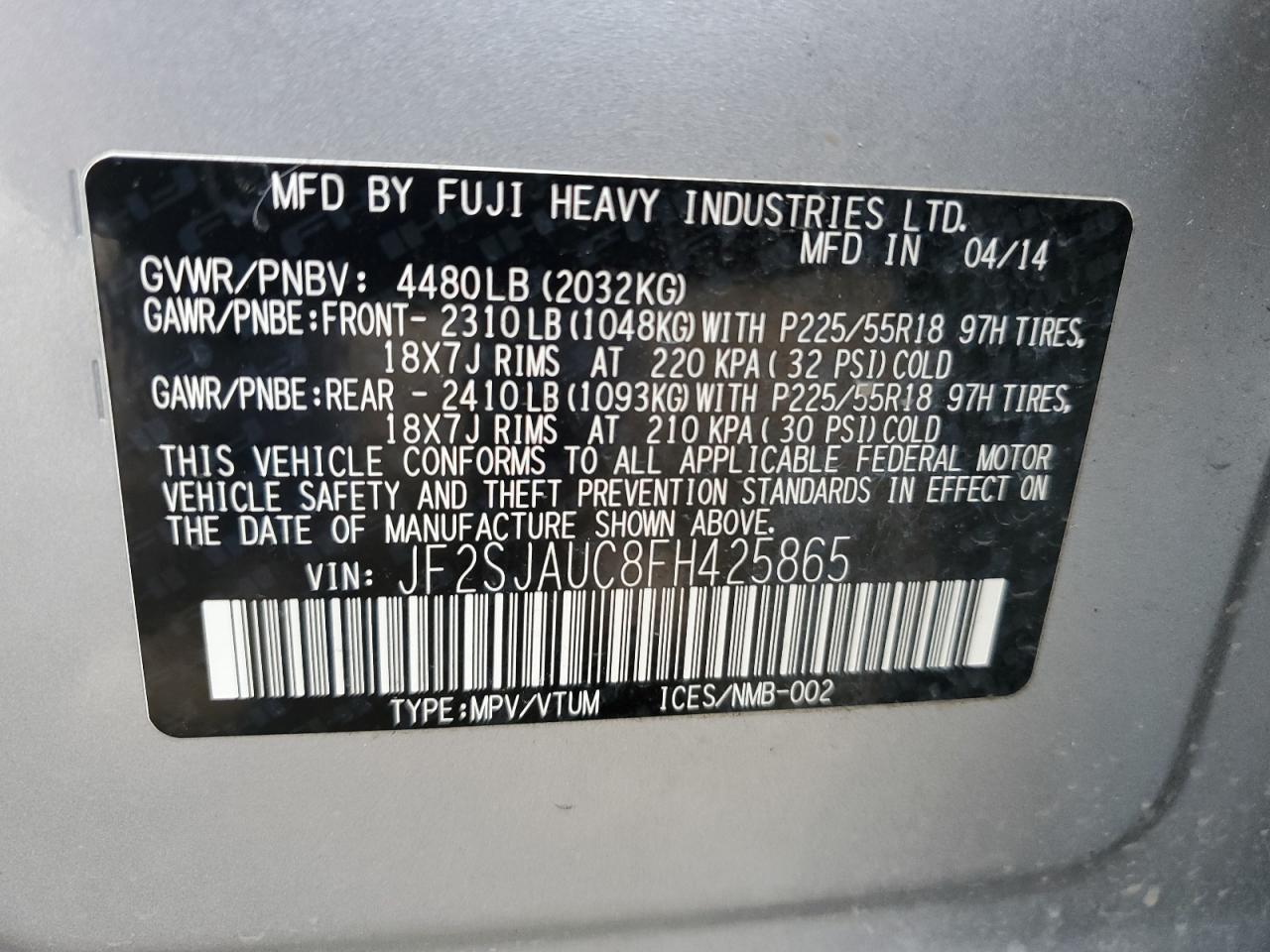 SUBARU FORESTER 2.5I TOURING