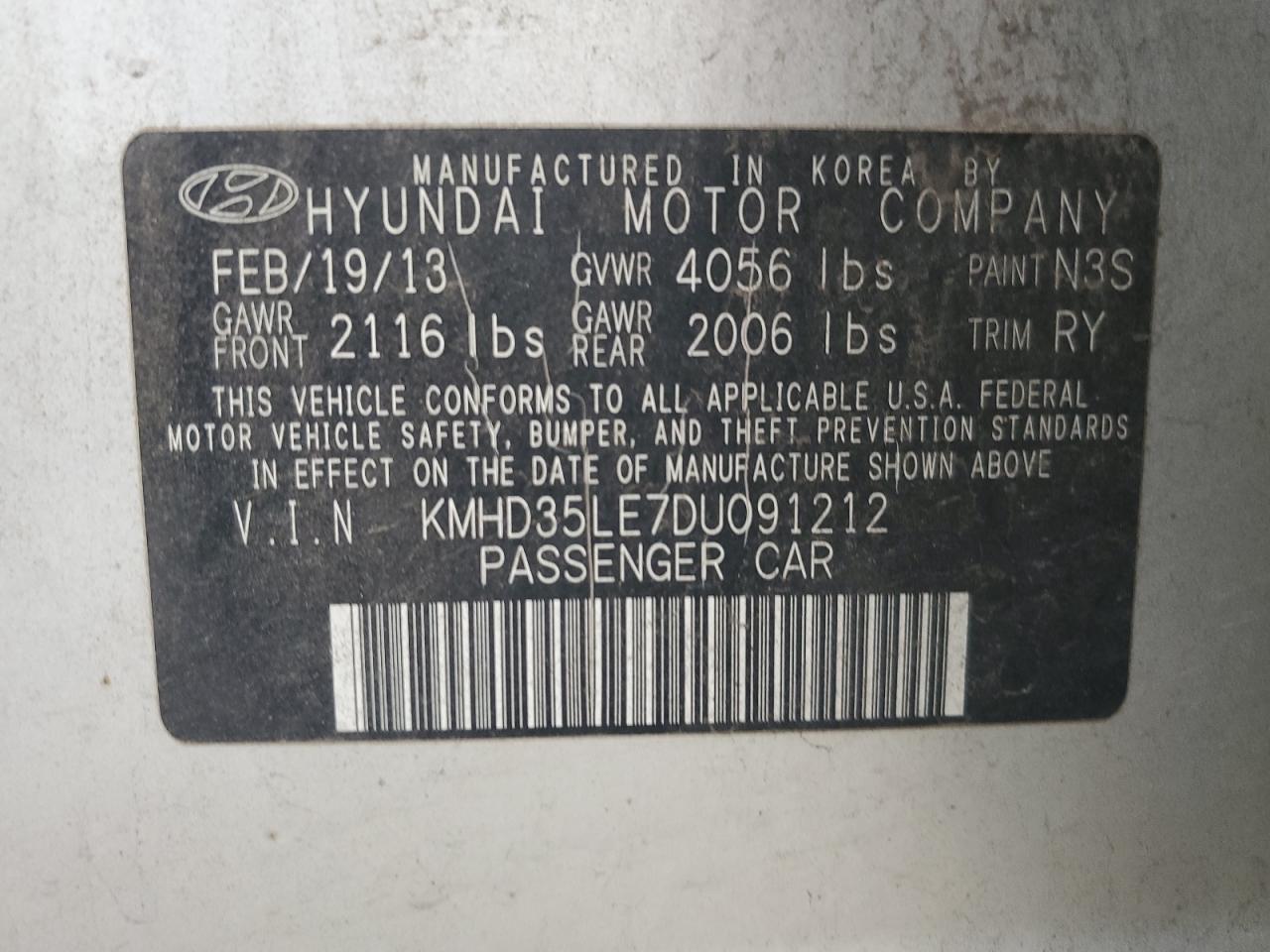 Lot #3317697067 2013 HYUNDAI ELANTRA GT