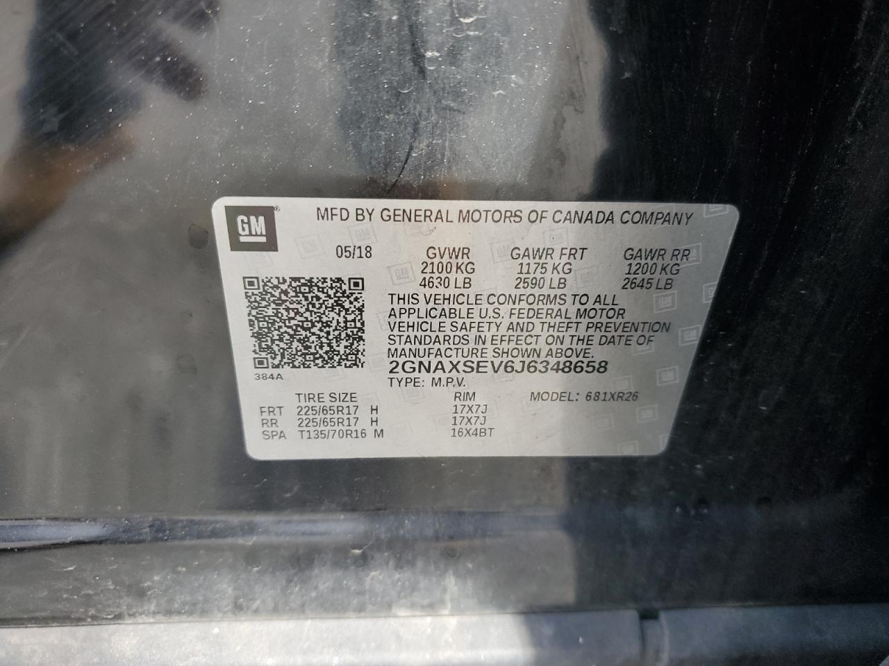 Lot #3309305616 2018 CHEVROLET EQUINOX LT