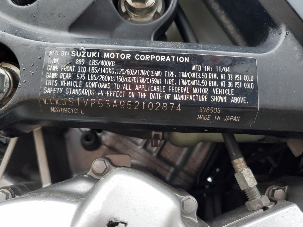 Lot #3297221391 2005 SUZUKI SV650