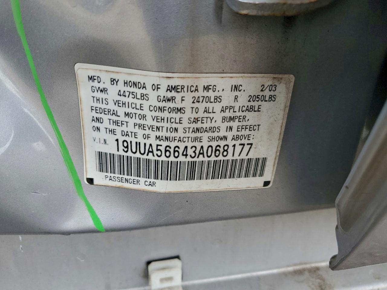 Lot #3303689045 2003 ACURA 3.2TL