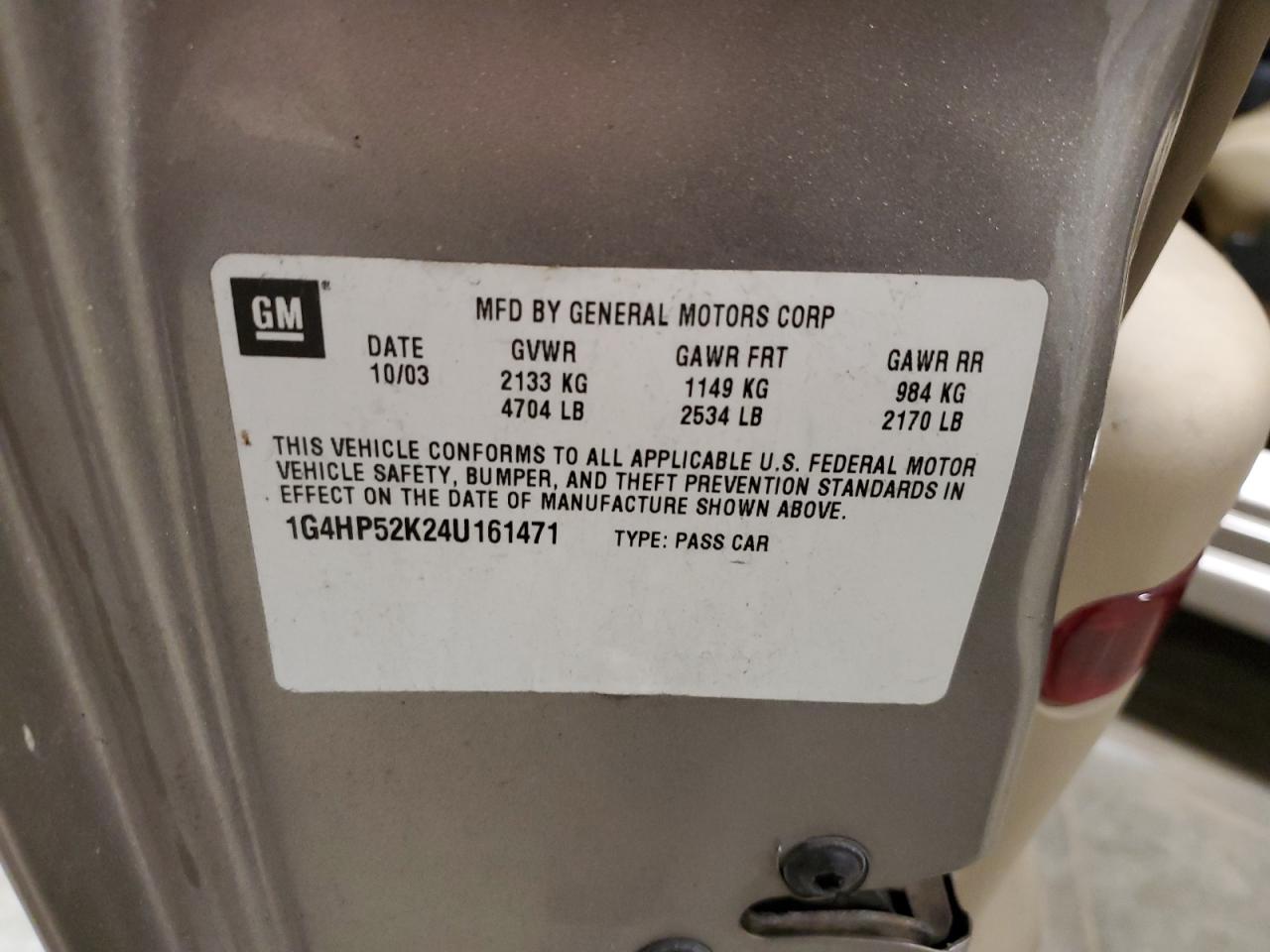 Lot #3301851988 2004 BUICK LESABRE CU