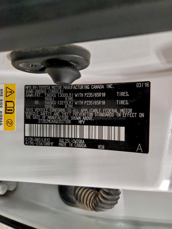 2016 LEXUS RX 350 BAS #3301852002