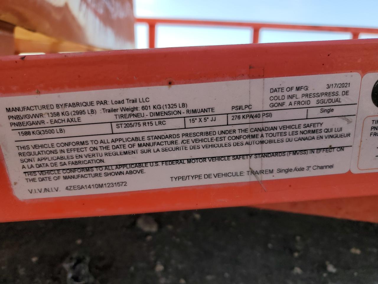 Lot #3301851963 2021 LOAD TRAIL UNKNOWN