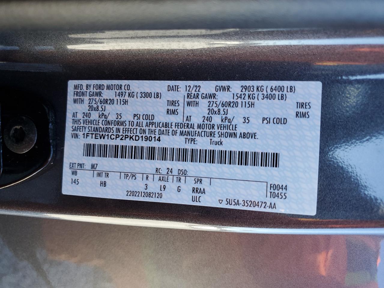 Lot #3301859006 2023 FORD F150 SUPER