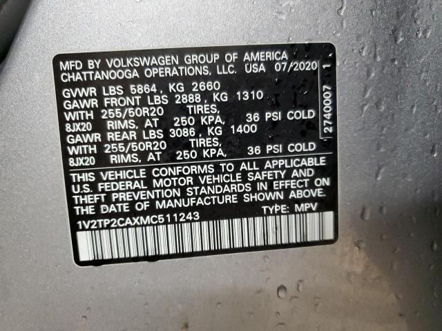 2021 VOLKSWAGEN ATLAS SEL - 1V2TP2CAXMC511243