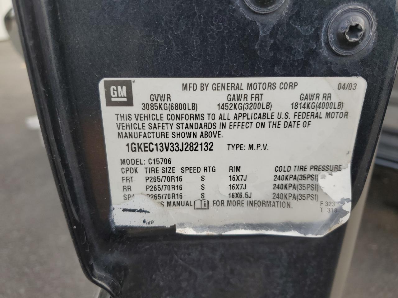 Lot #3294290879 2003 GMC YUKON