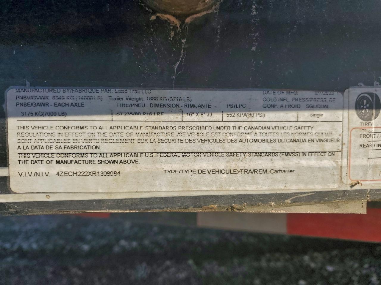 Lot #3308339039 2024 LOAD TRAIL TRAILER