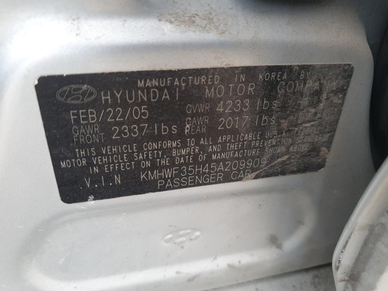 Lot #3292748789 2005 HYUNDAI SONATA GLS