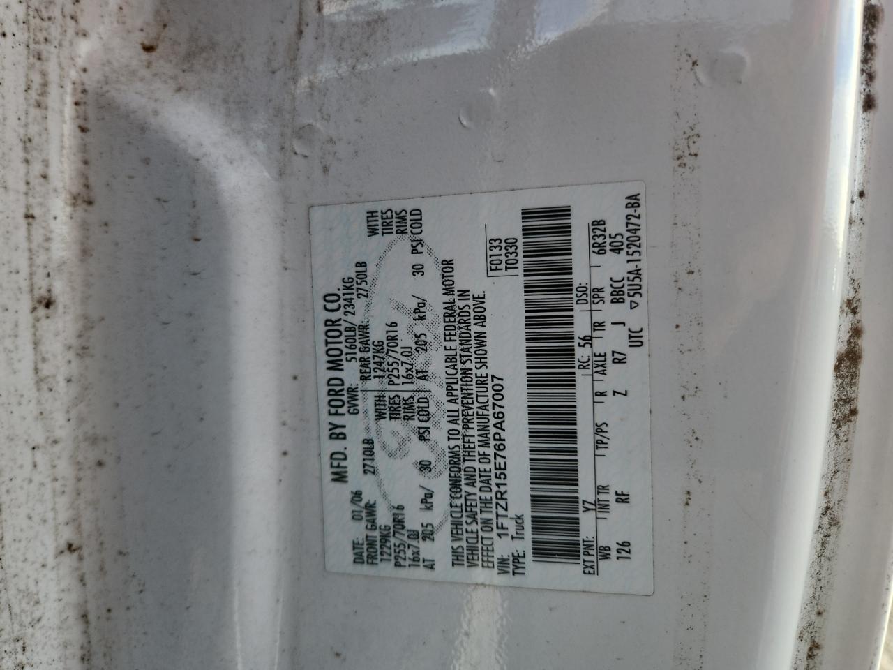 Lot #3291371145 2006 FORD RANGER SUP