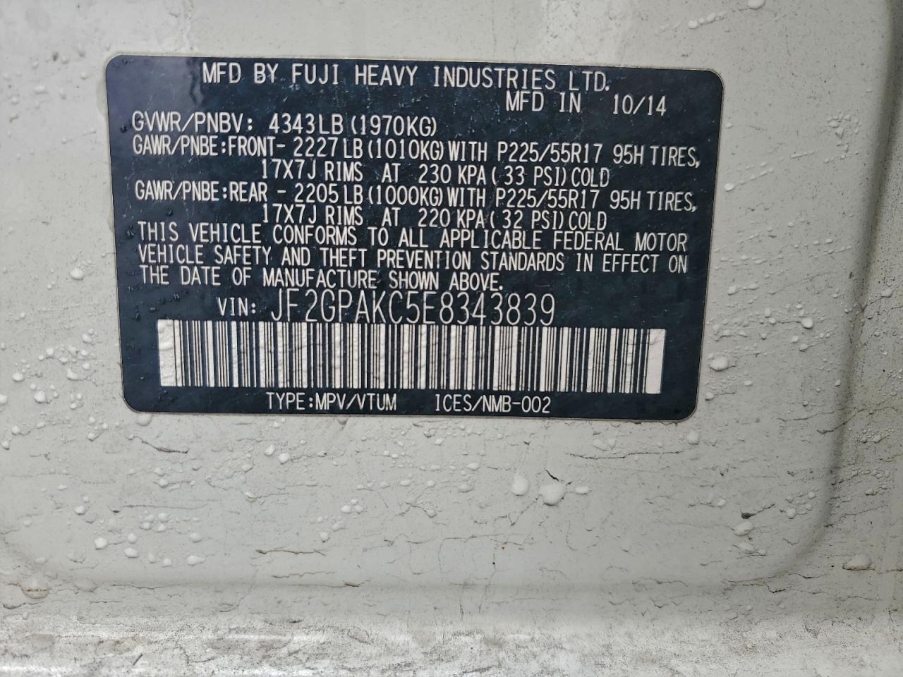 SUBARU XV 2.0 LIMITED