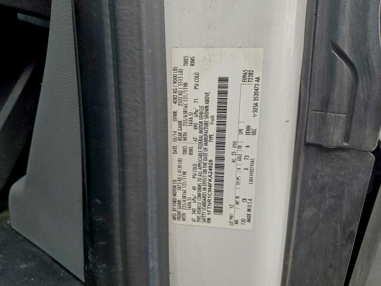 Lot #3308215202 2015 FORD TRANSIT T-