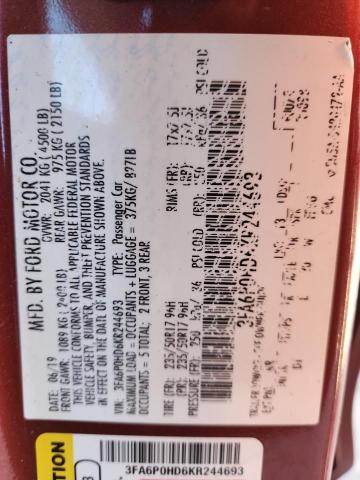 2019 FORD FUSION SE #3302885930