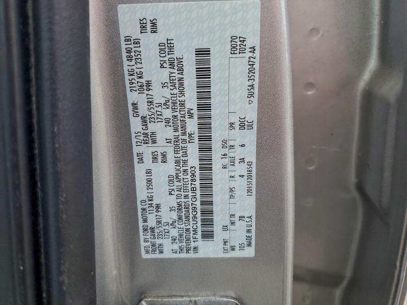 2016 FORD ESCAPE SE #3303879759