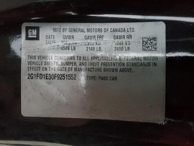 2015 CHEVROLET CAMARO LT 2G1FD1E30F9251552