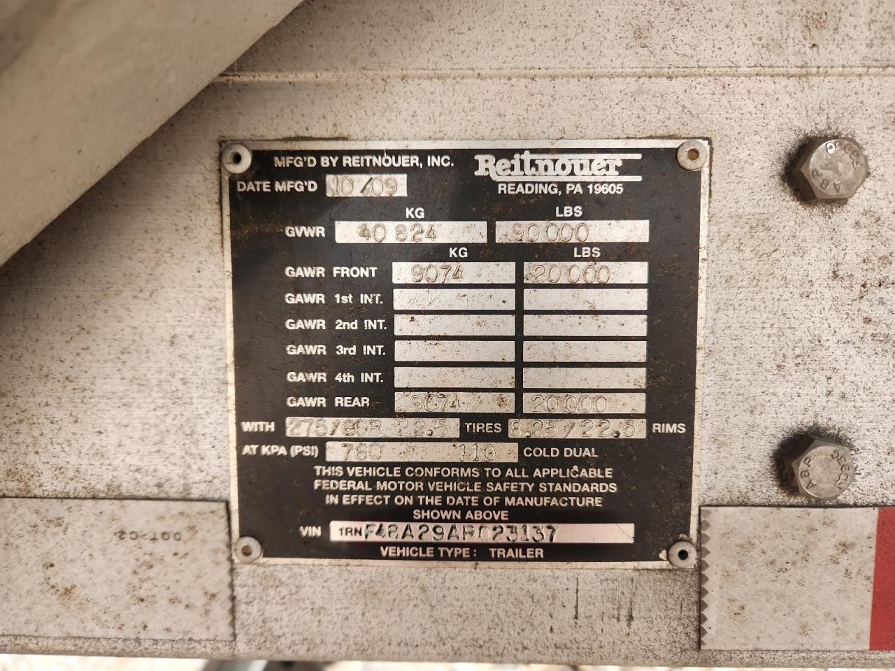 Lot #3287636012 2010 REITNOUER UNKNOWN